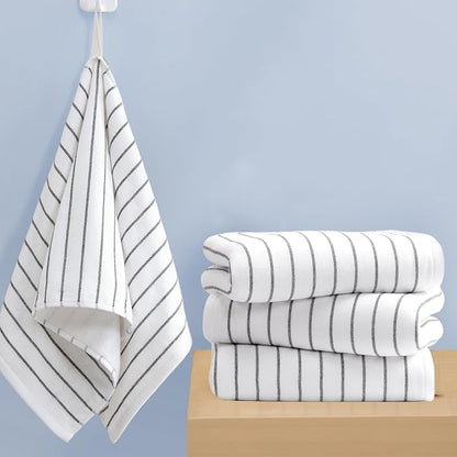 4-Pack Striped Hand Towels, thick 450GSM, Ultra-Absorbent & Quick-Drying ，100%