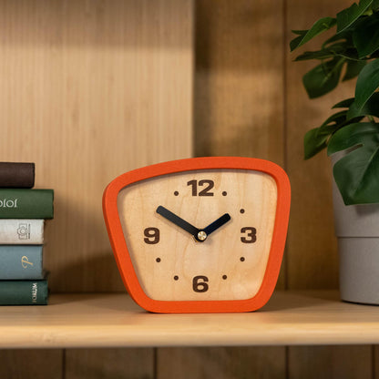Little Top Creations Handcrafted Mid-Century Modern Clock – Silent Movement for Desk, Table & Mantel, No-Ticking Analog MCM Decor | Made in USA
