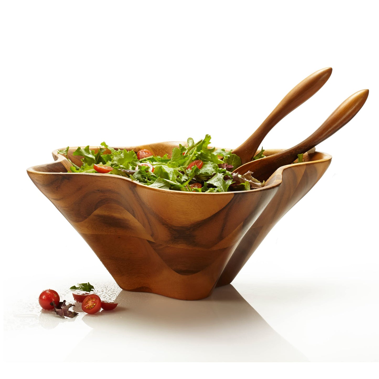 Nambe Oceana Coral Salad Bowl with Servers