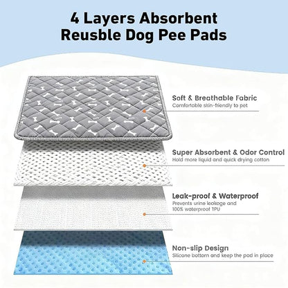 Puppy Pads with Pheromones,Washable Puppy Pee Pads for Dogs,Reusable Puppy Pads Washable for Dogs & Cats, Washable,Durable Leak-Proof & Anti-Slip Pet Training Pads for Home & Trave(Brown Bone, S)