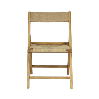 JONATHAN Y Kiawah Woven Seagrass and Natural Teak Wood Folding Chair Set of 2 for Dining Room, Coastal Armless Space-Saving Portable Seat with Natural Finish, No Assembly Required FLD1002A-SET2