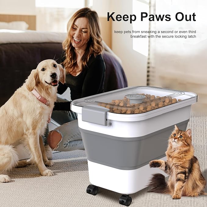 Dog Food Storage Container, 15-23 Lbs Collapsible Dog Food Container