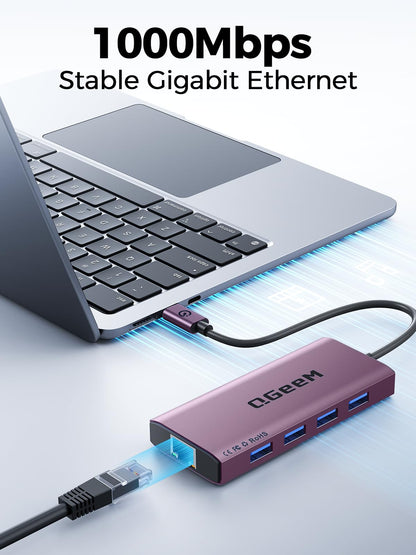 QGeeM USB C Hub Ethernet,9 in 1 USB Type C Hub HDMI Multi-Port Converter Adapter,100W Pd, USB 3.0,SD/TF Card Reader,Compatible for MacBook Pro Air Ipad HP Dell Lenovo Chromebook etc.