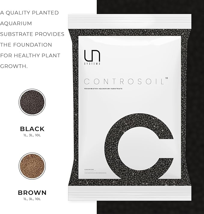 Ultum Nature Systems Controsoil - Freshwater Aqua Soil Substrate for Fish, Shrimp, Live Plant Propagation and Aquascaping - 6.8pH Low Ammonia, Volcanic Ash - Black, Normal (10 Liter)