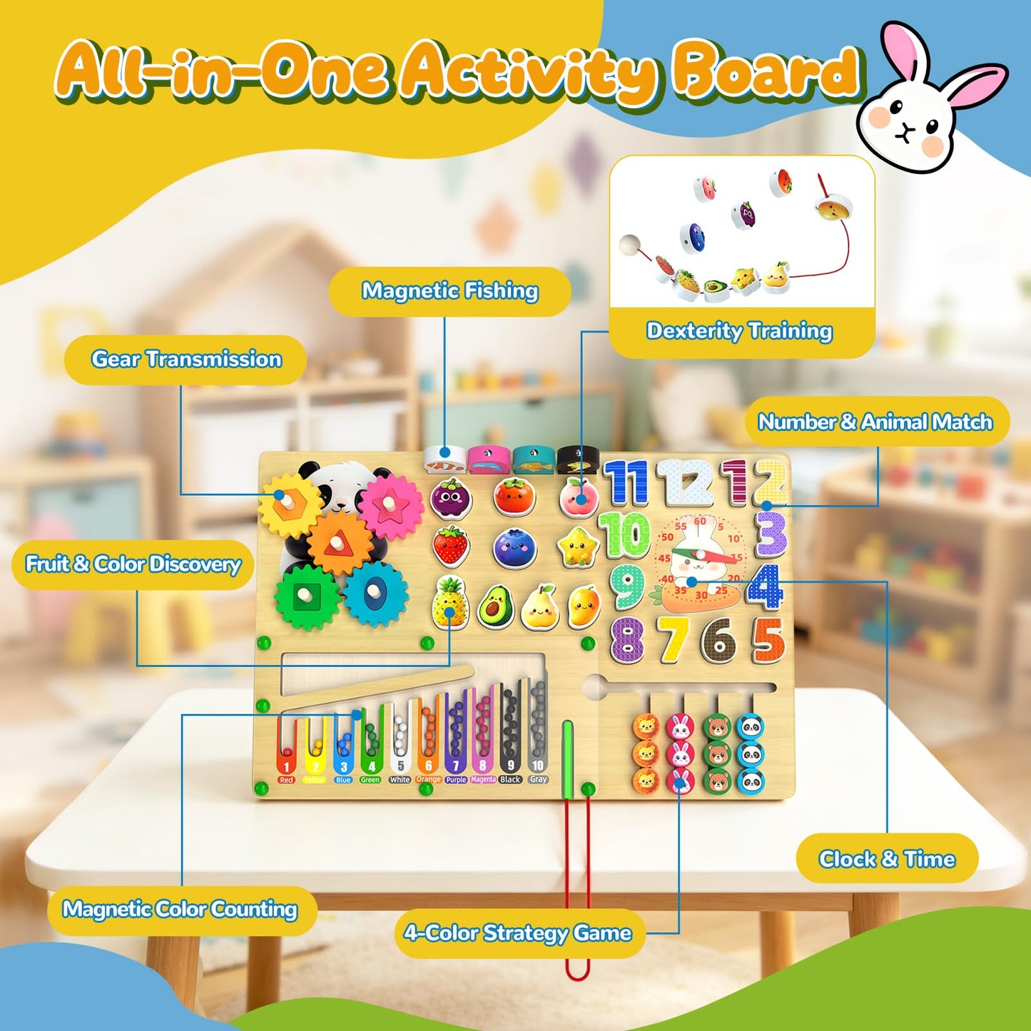 9-in-1 Montessori Busy Board Wooden Magnetic Maze Toy for 3+ Year Old Gift