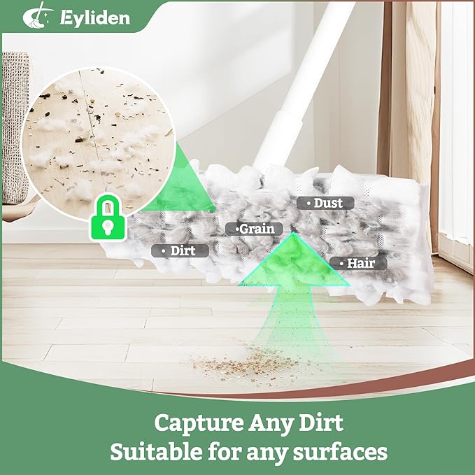 Eyliden Dust Mop, Sweeping & Mopping Kit | 58" Extended Long Handle, 36