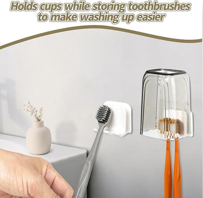 2-Piece Set of White self-Adhesive Wall-Mounted Waterproof Toothbrush Holders
