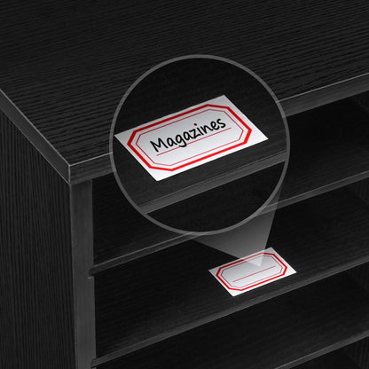 HOOBRO Literature Organizer and Bookshelf Bundle, 12 Compartments Office Mailbox with Adjustable Shelves, 5-Tier Industrial Bookcase for Home, Office, Black BK12WF01-BB73SJ01