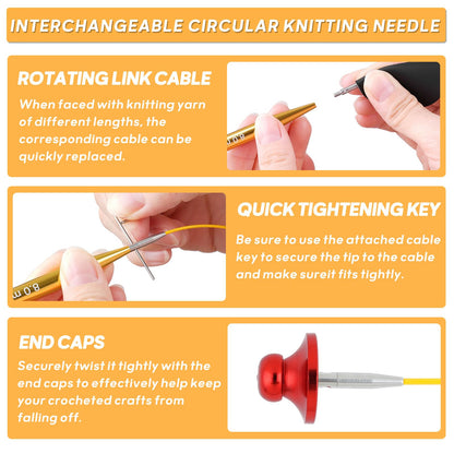 Stithoo Interchangeable Circular Knitting Needles Set, 13 Pairs (3mm-10mm) US 2.5-15 with 16, 24, 32, 40 Inch Cables, Accessories and Case for Knitting Hats, Sweaters, Shawls, Blankets