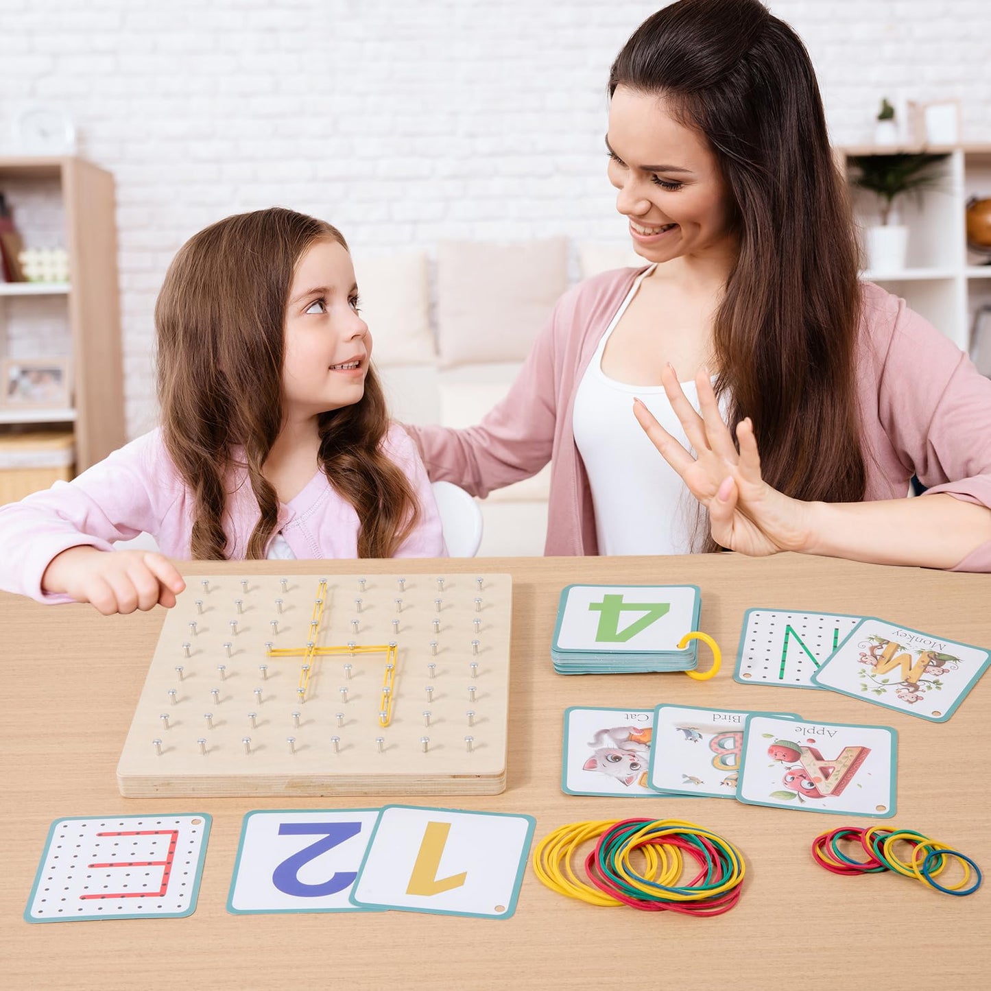 Auvewilo Wooden Geoboard Path Planning Educational Toy for Kids 5+