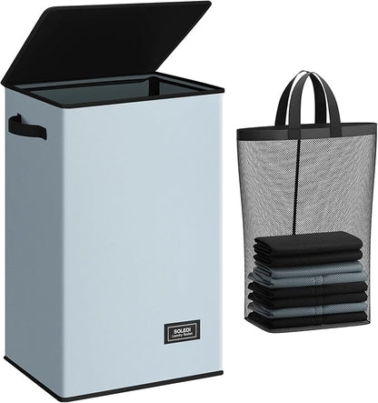 SOLEDI Laundry Hamper with Lid 90L Large & Tall Collapsible Laundry Basket