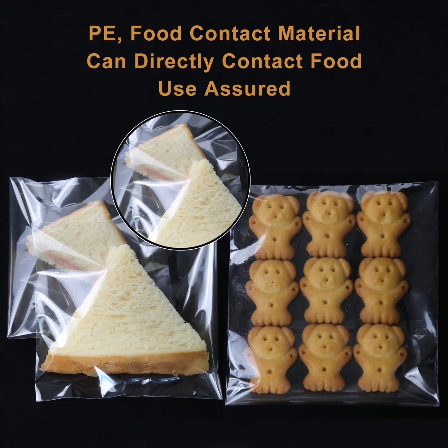 800 PCS Clear Re-sealable Cello/Cellophane Bags 3 Sizes with 4×6, 5×7, 6×9 Inch Good for Bakery, Snacks, Candle, Soap, Cookie, Jewelry, Cards