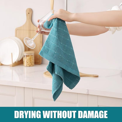 Homaxy 100% Cotton Terry Kitchen Towels, Checkered Designed, Soft and Super