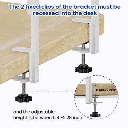 ART-GIFTREE Clamp On Desk Shelf 2-Tier, 12.5 inch Wood Shelving Unit for Office Desk/Gaming Accessories, Tabletop Book Storage Rack, Shelf for Top & Under of Desk, Natural