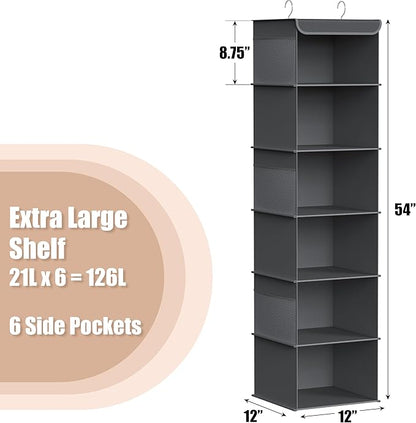 Simple Houseware 6 Shelf Hanging Closet Organizer, Dark Gray
