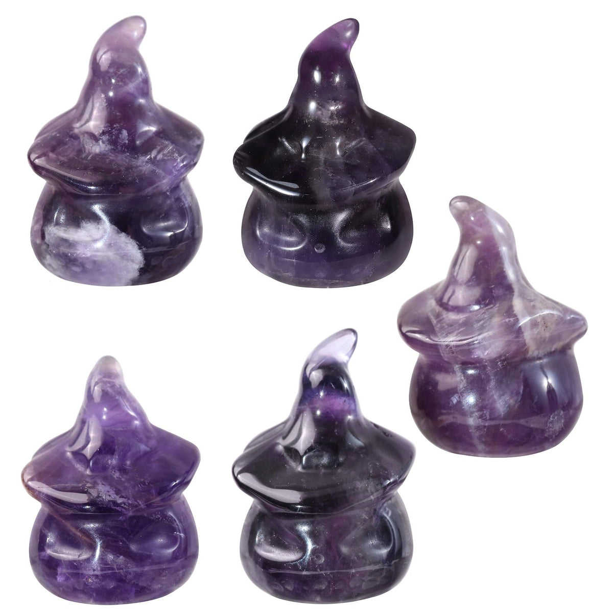 Amogeeli 1 Inch Hand-Carved Healing Pocket Stone Pumpkin Figurine, Halloween Pumpkin Crystal Decor for Home Office, Amethyst