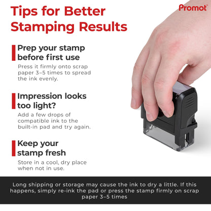 Promot Self Inking Custom Stamp - Up to 4 Lines of Personalized Text, Customized Address Stamp with Easy to Change Ink Cartridge (Medium)