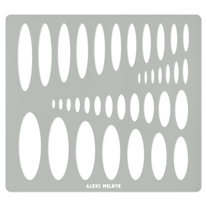 Aleks Melnyk No.208 Metal Ellipse Template, Stencil, Geometric Template, Ellipse Master, Art Oval Tool, Lapidary, Cabochons, Geometric Ruler, Jewelry Oval