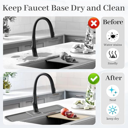 PoYang 24 Inch Faucet Mat for Kitchen Sink Splash Guard Behind Faucet, Sink