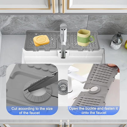 Faucet Mat for Kitchen Sink, Kitchen Sink Splash Guard, Outlet & Slope Upgraded