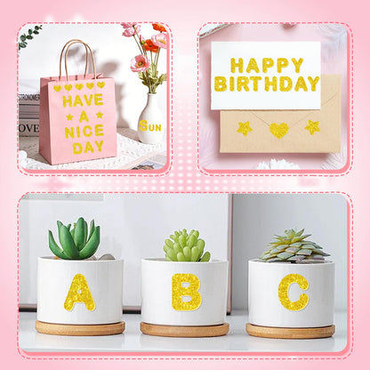 896 PCS Glitter Foam Letter Stickers, Self-Adhesive 3D ABC Alphabet Stickers, 14 Sheets EVA Foam Letters for Crafts Scrapbooking Gift Wrapping Card Making School Projects DIY Decor (Gold)