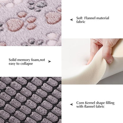 BVAGSS Reversible Dog Crate Pad, Memory Foam Pet Bed Mat, Soft Warm Machine Washable Sleeping Kennel Mattress for Small Medium Large Dogs XH079 (42''x28''x1.6'',Grey Paw)