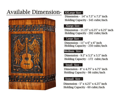 Handmade Rosewood Urn for Human Ashes - Eagle Design Wooden Urn Box, Cremation Urn for Ashes Handcrafted - Large Wooden Urn Box (M(9.5X5.5) 172 Cu)
