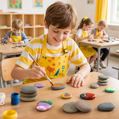 Simetufy 100pcs 1.5-3in River Rocks for Painting,2 Sizes Flat Smooth Rocks for Arts & DIY, Kindness Rocks, Paint Stones for Craft (50pcs Each Size: 1.5-2in, 2-3in)