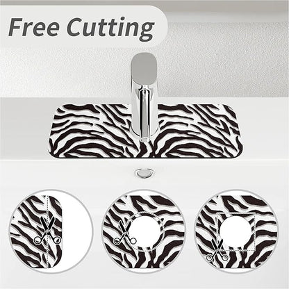 Kitchen Sink Splash Guard，Black-white checkered- Faucet Mat Sink Gadgets-Super