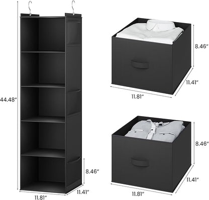 YOUDENOVA Hanging Closet Organizer, 5 Tier Hanging Closet Shelves