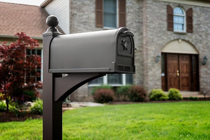 Architectural Mailboxes Arlington Steel Post Mount, Textured Bronze, Large | Galvanized steel build for outside with weather-resistant build and rust-resistant powder-coat finish. USPS approved.