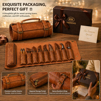 Deluxe Wood Carving Kit, 26Pcs Whittling Tools with 6 Basswood Blocks & Leather Case, High-Carbon Steel Knives, Safety Gloves, Woodworking Set for Beginners Adults DIY Craft Gifts