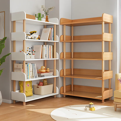 OSCHF 5-Tier Wooden Open Bookcase - Modern Display Bookshelf with Top Edge and Solid Wood Frame for Home and Office, Storage Cabinet, Oak