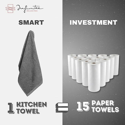 Infinitee Xclusives Premium Kitchen Towels – Pack of 3, 100% Cotton |15 x 25|