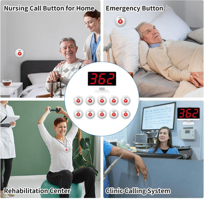 SavvyMate Wireless Call Light System for Medical Office, Nurse Call System with 20 Buttons,1000ft, Caregiver Call Button with 1 Display Receiver for Clinic Nursing Home Health Care, Assisted Living