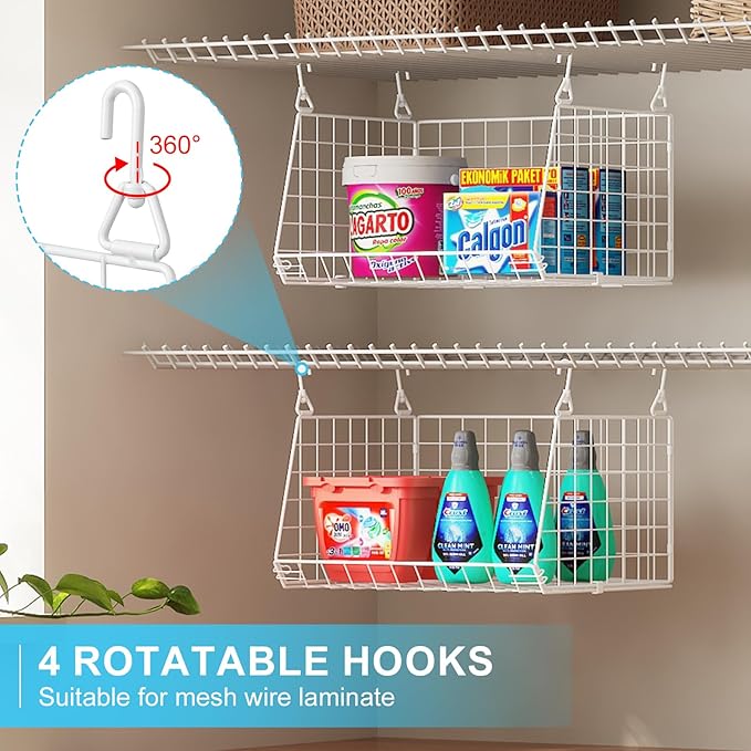 3-Tier Hanging Laundry Basket Organizer：Foldable Wire Shelf Laundry Room