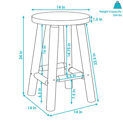 Sunnydaze 24-Inch Fir Wood Backless Counter-Height Stool - Unfinished