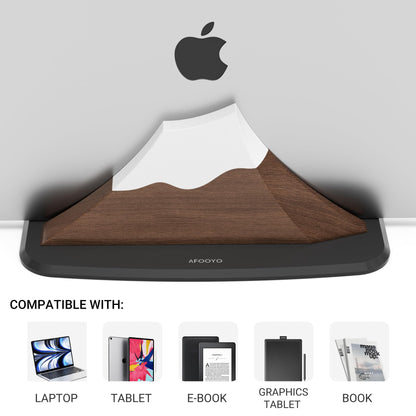 AFOOYO Vertical Laptop Stand - Snow Peak-Shaped Wooden Holder Dock Compatible with MacBook, Surface, Chromebook, Dell & More - Space-Saving Design for All Laptops,Walnut Finish