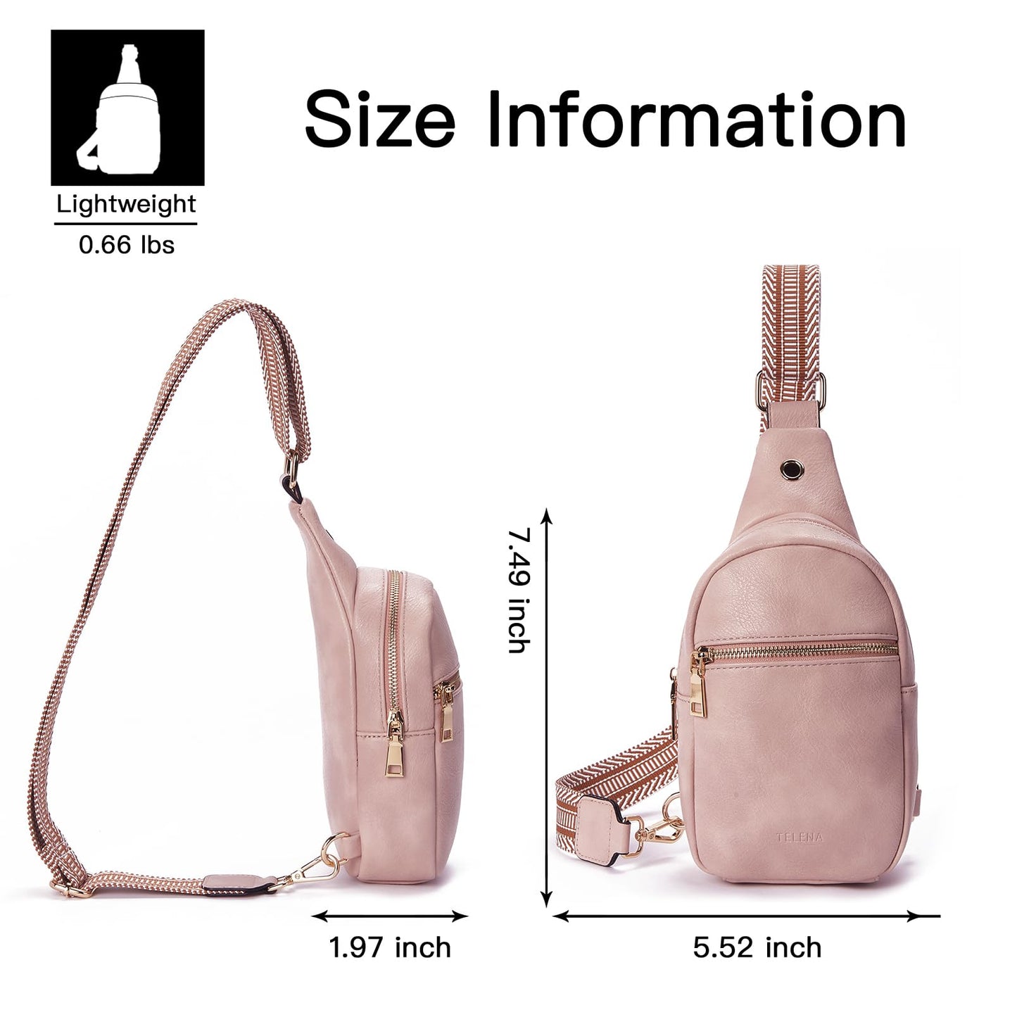 Telena Small Sling Bag for Women Leather Crossbody Fanny Packs Chest Bag for Women