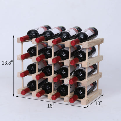 guilai Wooden Stackable Storage Modular Small countertop Wine Rack Cabinet,Freestanding for Floor Wood Wine Bottle Shelf (16bottle)