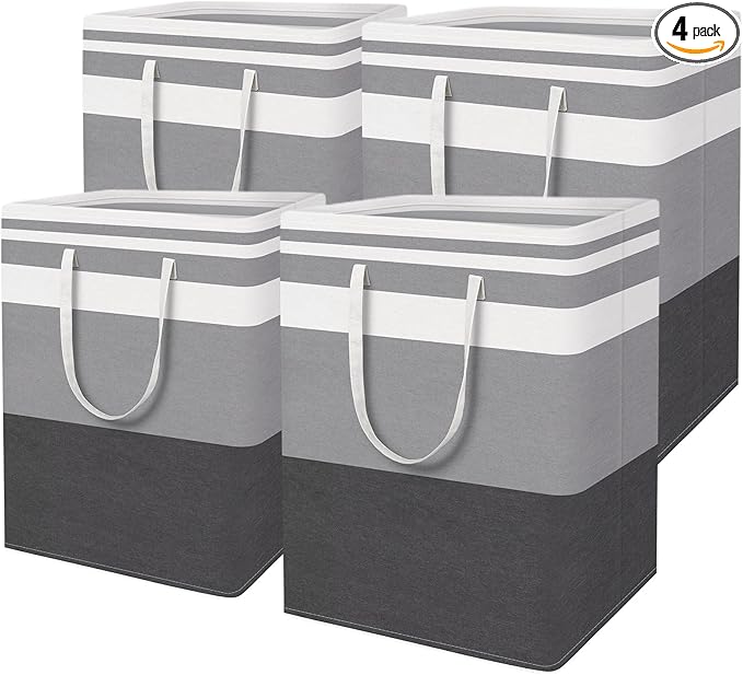HomeHacks 4-Pack Large Laundry Basket, Waterproof, Freestanding Laundry Hamper
