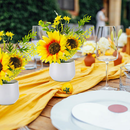 Zeyune 4 Pcs Sunflower Potted Plants Rustic Summer Spring Kitchen Wedding Table Centerpieces Silk Yellow Fake Flower with Plastic Pot for Home Bathroom Office (Classic,Sunflower)