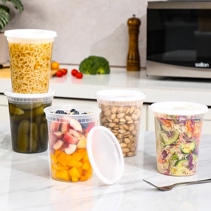 AOZITA 40 Sets 32 oz Plastic Deli Food Containers