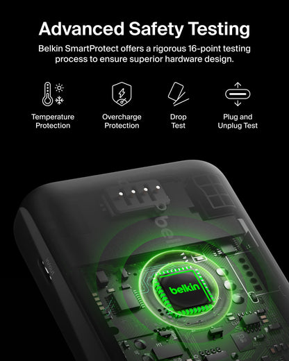 Belkin Portable Charger, USB-C Power Bank 20000 mAh w/ 2 USB-A Ports, 15W w/ Type-A to Type-C Cable - iPhone 17, Air, Pro, Pro Max, AirPods, Apple Watch, Samsung Galaxy S25, Google Pixel 10 - Black