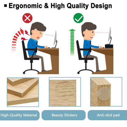 TEAMIX 2 Pack Monitor Stand Riser-20 inch, Wooden Desktop Riser for TV/PC/Laptop/Printer, Cozy Monitor Riser with Storage, Computer Stand Space-Saving