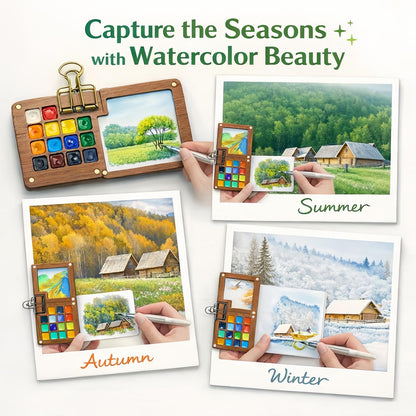 fsdyknej Portable Mini Painting Set – Compact Travel-Friendly Kit with Brushes, Palette, Mini Sketchbook, and Watercolor Paper for Artists, Beginners, and Travel Enthusiasts