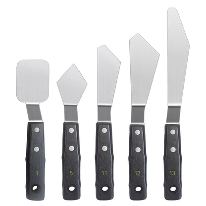 5PCS Paint Knife Large Palette Knives Set Stainless Steel Spatula Pallet Knife Color Mixing Art Supplies for Oil, Acrylic, Canvas, Watercolor Painting