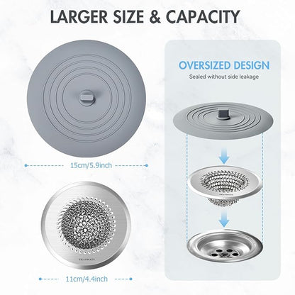 TRAPMATE Kitchen Sink Drain Strainer & Sink Stopper, Revolutionary Stainless