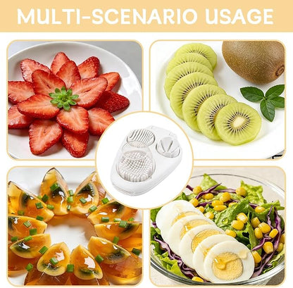 Egg Slicer for Hard Boiled Eggs, 3-in-1 Dicer with Multiple Cutting Modes, Egg Slicer Kitchen Gadget for Strawberry, Grape, Cherry(COLOR:White)