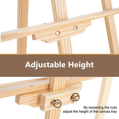 Falling in Art Easel Stand for Painting, Adjustable Wooden Easels for Painting Canvas Up to 42", Folding Art Easel for Drawing, Wedding Sign and Poster, Suitable for Kids and Adults